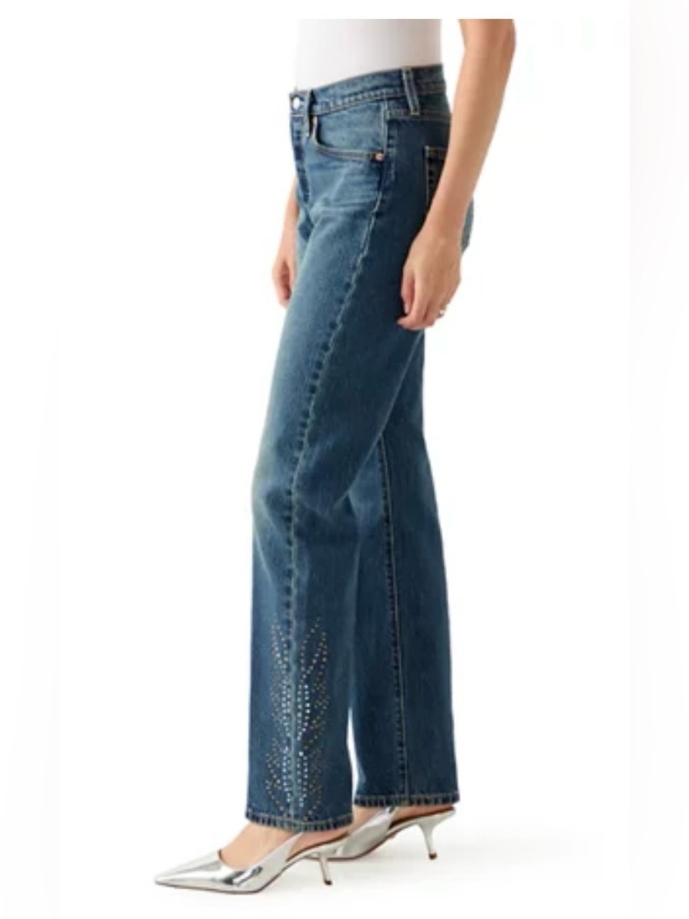 Levi's 501 Curve High Waist Straight Leg Rhinestone Embellished Jeans 32x30